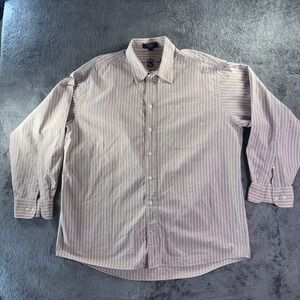 Vintage HUNT CLUB Oxford Shirt 17 34/35 Striped Mauve GRANDPA CORE Cotton